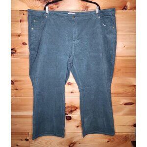 Woman Within Plus Size 38W Petite Green Corduroy Pants Stretchy 5 Pocket
